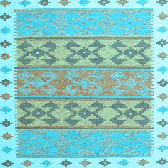 Square Southwestern Light Blue Country Rug, con1834lblu