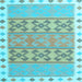 Square Southwestern Light Blue Country Rug, con1834lblu