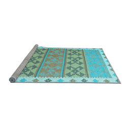 Sideview of Machine Washable Southwestern Light Blue Country Rug, wshcon1834lblu
