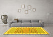 Machine Washable Southwestern Yellow Country Rug in a Living Room, wshcon1834yw