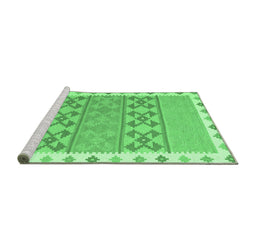 Sideview of Machine Washable Southwestern Emerald Green Country Area Rugs, wshcon1834emgrn