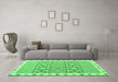 Machine Washable Southwestern Emerald Green Country Area Rugs in a Living Room,, wshcon1834emgrn