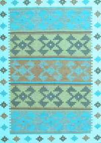 Southwestern Light Blue Country Rug, con1834lblu