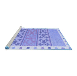 Sideview of Machine Washable Southwestern Blue Country Rug, wshcon1834blu