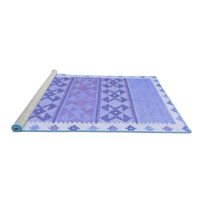 Sideview of Machine Washable Southwestern Blue Country Rug, wshcon1834blu