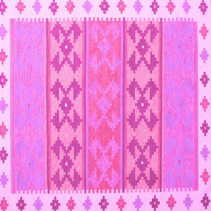 Square Machine Washable Southwestern Pink Country Rug, wshcon1834pnk
