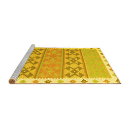 Sideview of Machine Washable Southwestern Yellow Country Rug, wshcon1834yw
