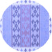 Round Southwestern Blue Country Rug, con1834blu