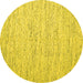 Round Machine Washable Abstract Yellow Contemporary Rug, wshcon1835yw