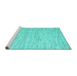 Sideview of Machine Washable Abstract Turquoise Contemporary Area Rugs, wshcon1835turq