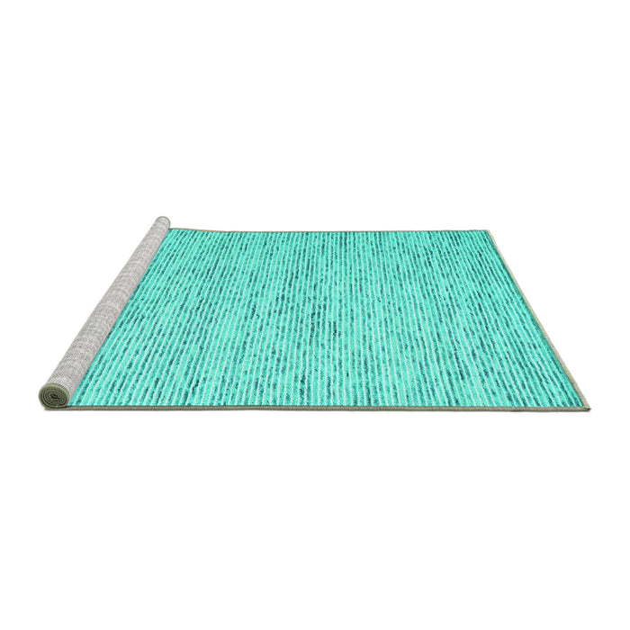 Sideview of Machine Washable Abstract Turquoise Contemporary Area Rugs, wshcon1835turq