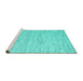 Sideview of Machine Washable Abstract Turquoise Contemporary Area Rugs, wshcon1835turq