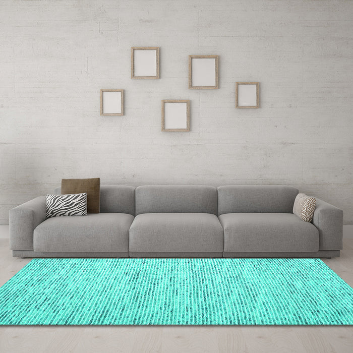 Machine Washable Abstract Turquoise Contemporary Area Rugs in a Living Room,, wshcon1835turq