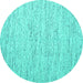 Round Machine Washable Abstract Turquoise Contemporary Area Rugs, wshcon1835turq