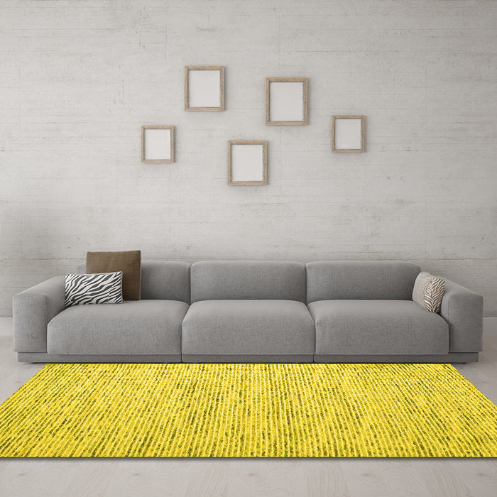 Machine Washable Abstract Yellow Contemporary Rug in a Living Room, wshcon1835yw