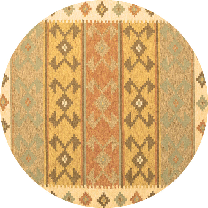 Round Machine Washable Southwestern Brown Country Rug, wshcon1836brn