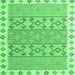 Square Southwestern Emerald Green Country Rug, con1836emgrn