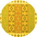 Round Southwestern Yellow Country Rug, con1836yw