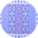 Round Southwestern Blue Country Rug, con1836blu