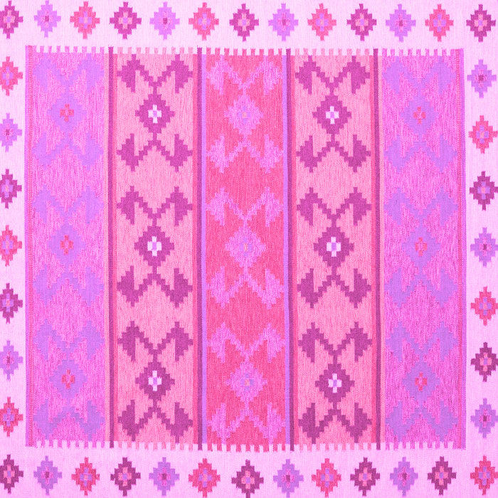 Square Machine Washable Southwestern Pink Country Rug, wshcon1836pnk