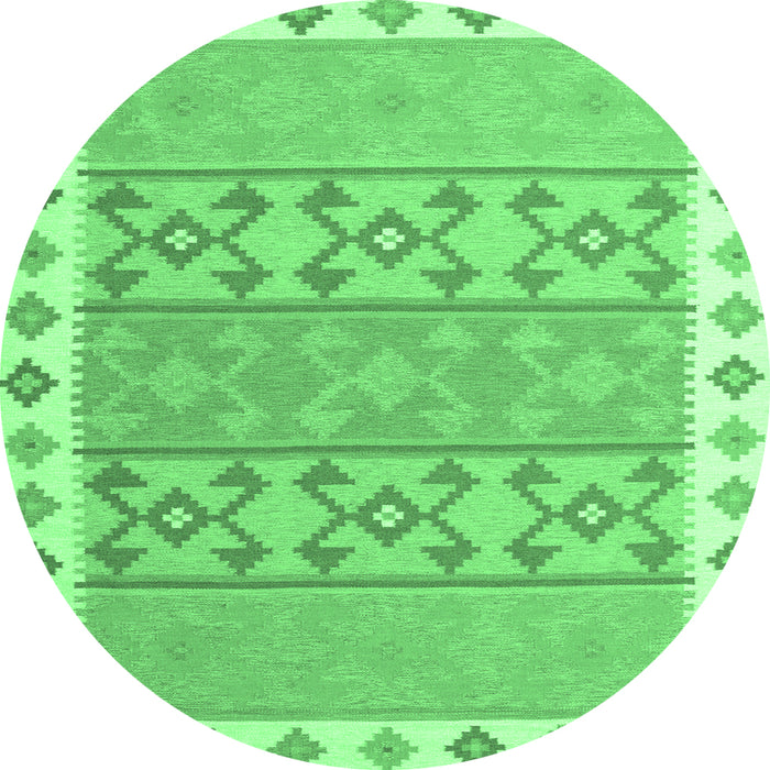 Round Southwestern Emerald Green Country Rug, con1836emgrn