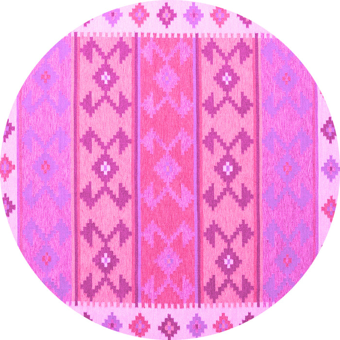 Round Machine Washable Southwestern Pink Country Rug, wshcon1836pnk