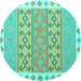 Round Southwestern Turquoise Country Rug, con1836turq