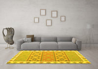 Machine Washable Southwestern Yellow Country Rug, wshcon1836yw