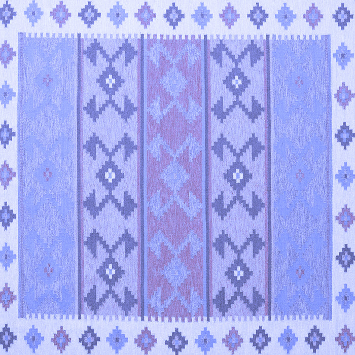 Square Machine Washable Southwestern Blue Country Rug, wshcon1836blu