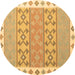 Round Southwestern Brown Country Rug, con1836brn