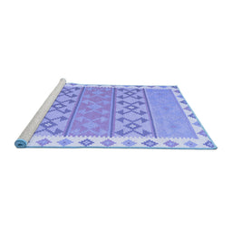 Sideview of Machine Washable Southwestern Blue Country Rug, wshcon1836blu