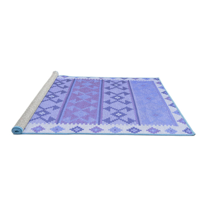 Sideview of Machine Washable Southwestern Blue Country Rug, wshcon1836blu