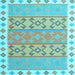 Square Southwestern Light Blue Country Rug, con1836lblu