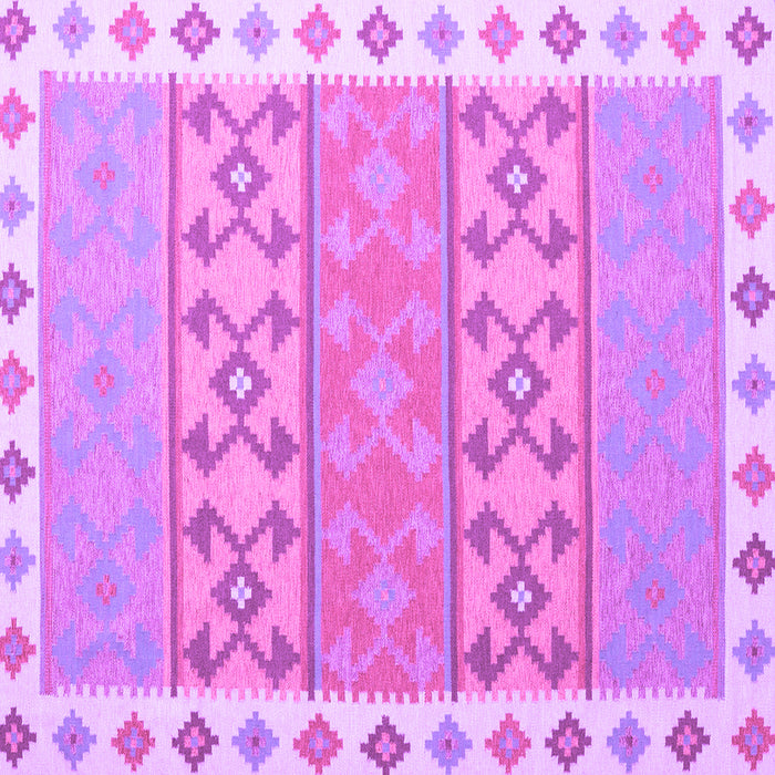 Square Machine Washable Southwestern Purple Country Area Rugs, wshcon1836pur