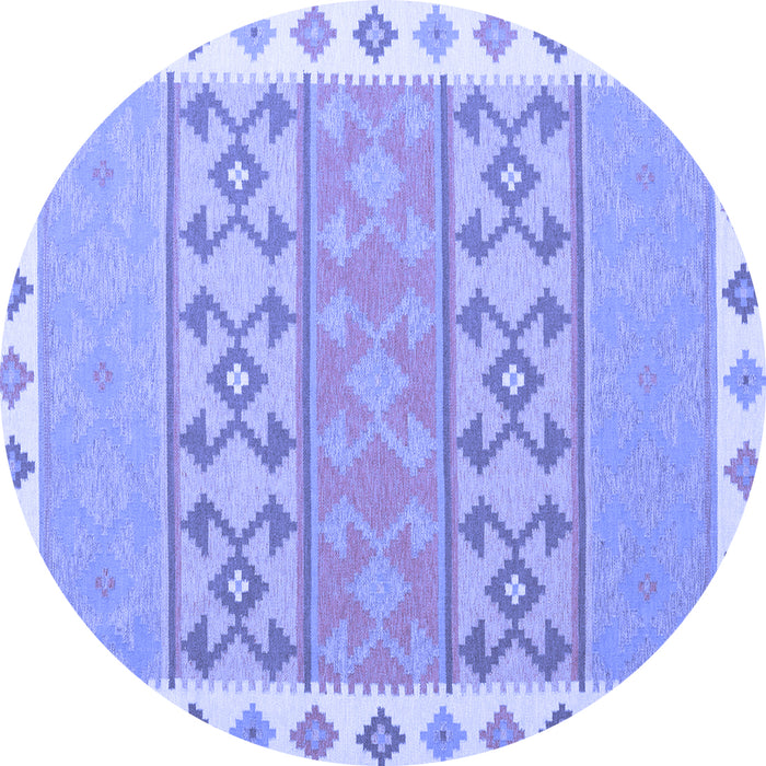 Round Machine Washable Southwestern Blue Country Rug, wshcon1836blu