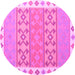 Round Southwestern Pink Country Rug, con1836pnk