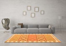 Machine Washable Southwestern Orange Country Area Rugs in a Living Room, wshcon1836org