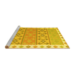 Sideview of Machine Washable Southwestern Yellow Country Rug, wshcon1836yw