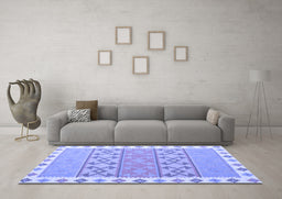 Machine Washable Southwestern Blue Country Rug in a Living Room, wshcon1836blu