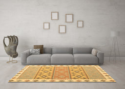 Machine Washable Southwestern Brown Country Rug in a Living Room,, wshcon1836brn