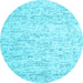 Round Abstract Light Blue Contemporary Rug, con1837lblu