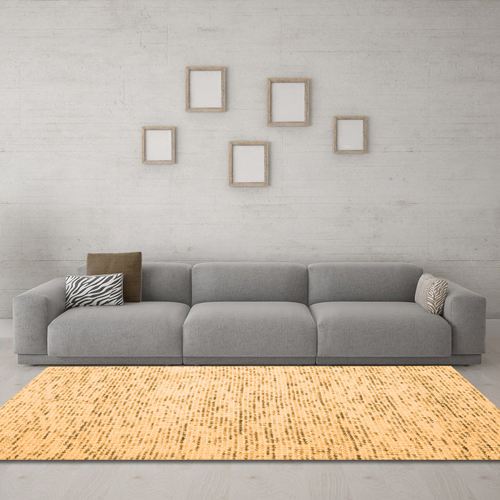 Machine Washable Abstract Orange Contemporary Area Rugs in a Living Room, wshcon1837org