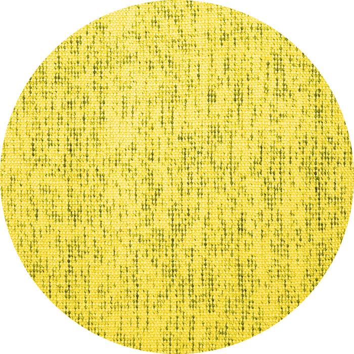 Round Machine Washable Abstract Yellow Contemporary Rug, wshcon1837yw