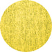 Round Machine Washable Abstract Yellow Contemporary Rug, wshcon1837yw