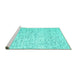 Sideview of Machine Washable Abstract Turquoise Contemporary Area Rugs, wshcon1837turq