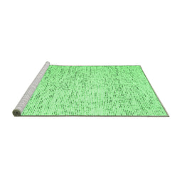 Sideview of Machine Washable Abstract Emerald Green Contemporary Area Rugs, wshcon1837emgrn