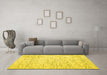 Machine Washable Abstract Yellow Contemporary Rug in a Living Room, wshcon1837yw