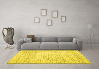 Machine Washable Abstract Yellow Contemporary Rug, wshcon1837yw