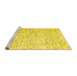 Sideview of Machine Washable Abstract Yellow Contemporary Rug, wshcon1837yw