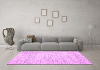 Machine Washable Abstract Pink Contemporary Rug, wshcon1837pnk